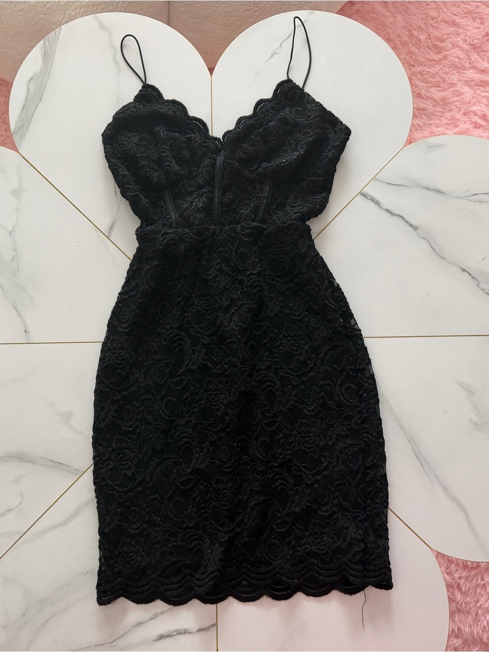Windsor Black Lace Spaghetti Strap‎ Mini Dress